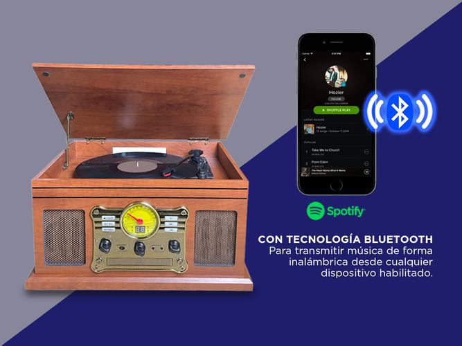 Tocadiscos Gadnic Soundix6 Vintage Bluetooth 3 Velocidades FM USB Cassette Outlet - 3