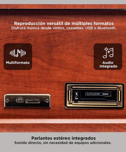 Tocadiscos Gadnic Soundix6 Vintage Bluetooth 3 Velocidades FM USB Cassette - 2