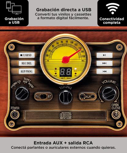 Tocadiscos Gadnic Soundix6 Vintage Bluetooth 3 Velocidades FM USB Cassette - 3