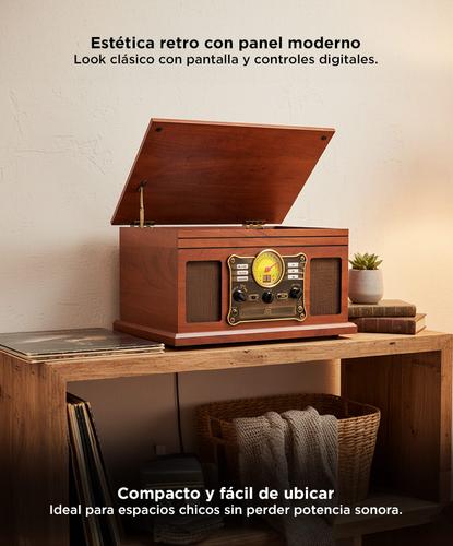 Tocadiscos Gadnic Soundix6 Vintage Bluetooth 3 Velocidades FM USB Cassette - 4