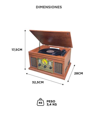 Tocadiscos Gadnic Soundix6 Vintage Bluetooth 3 Velocidades FM USB Cassette - 5