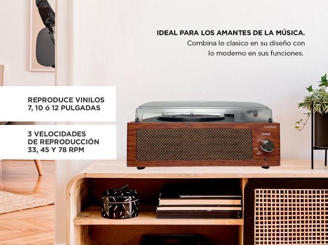 Tocadiscos Gadnic Soundix7 Retro Bluetooth 3 Velocidades FM USB Usado - 2