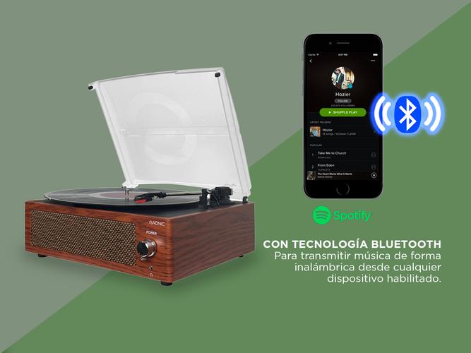Tocadiscos Gadnic Soundix7 Retro Bluetooth 3 Velocidades FM USB Usado - 3