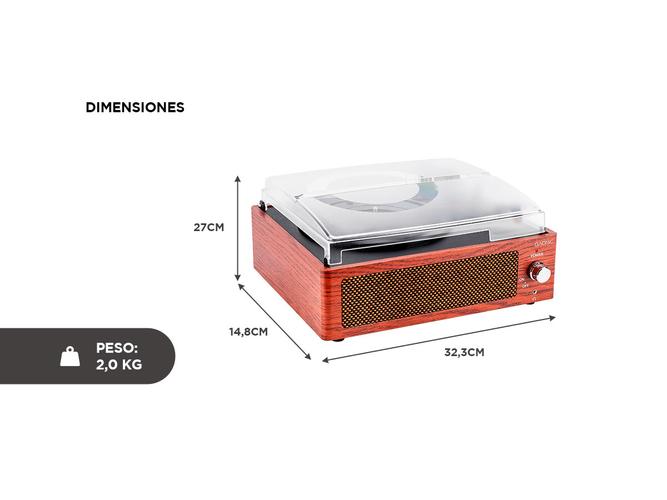 Tocadiscos Gadnic Soundix7 Retro Bluetooth 3 Velocidades FM USB Usado - 4
