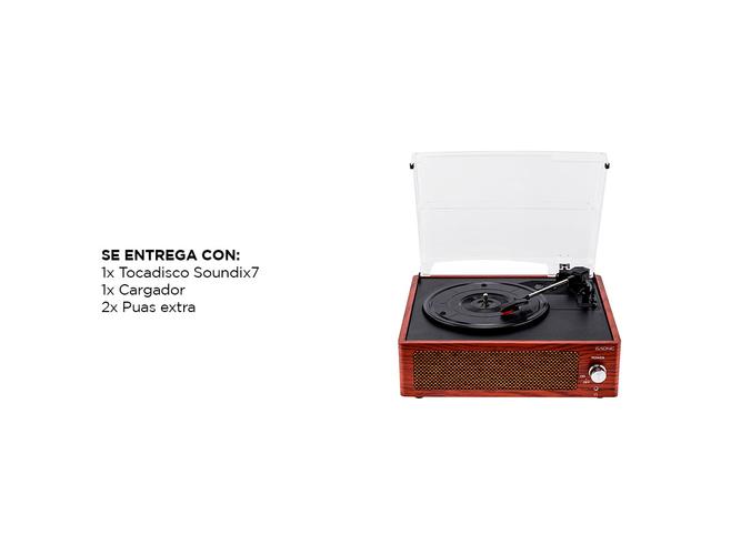 Tocadiscos Gadnic Soundix7 Retro Bluetooth 3 Velocidades AUX - 5