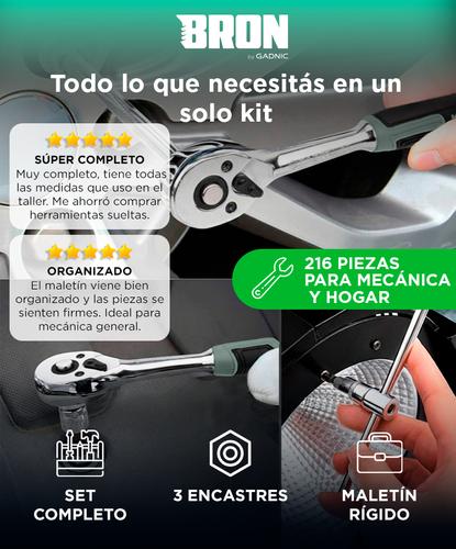 Juego De Herramientas Mecánicas 216 Piezas Bron By Gadnic Con Maletín - 1