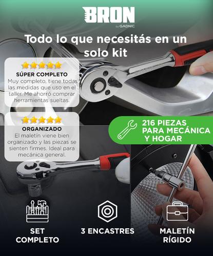 Juego De Herramientas Mecánicas 216 Piezas Bron By Gadnic Con Maletín - 1