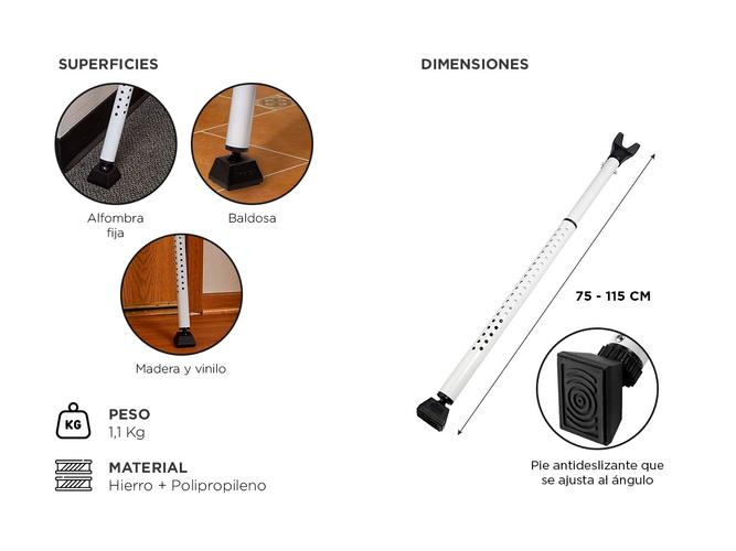 Tope Columna de Soporte y Traba de Puerta Gadnic Barra de Seguridad - 4
