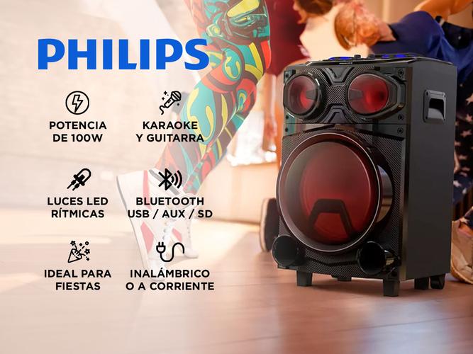 Torre De Sonido Philips Inalambrico Bluetooth Usb Led Karaoke - 1