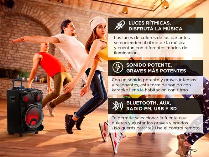 Torre De Sonido Philips Inalambrico Bluetooth Usb Led Karaoke - 3