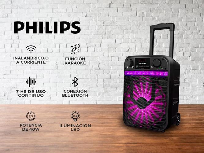Torre de sonido Philips 40W inalambrico Bluetooth Karaoke Fiestas TAX2206/77 - 1