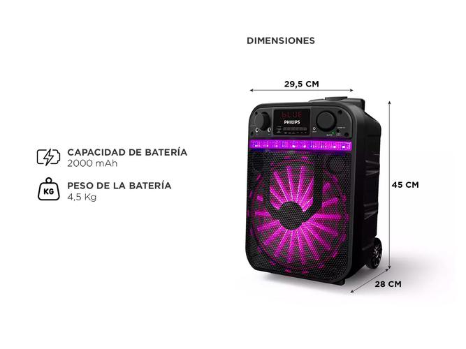 Torre de sonido Philips 40W inalambrico Bluetooth Karaoke Fiestas TAX2206/77 - 4