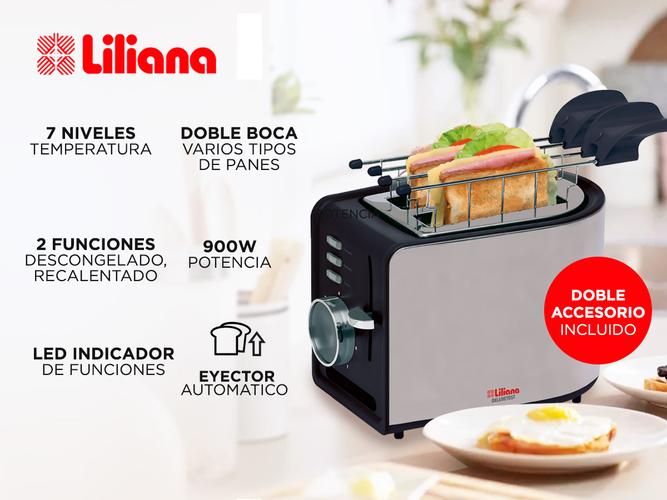 Tostadora Eléctrica Liliana Deluxetost AT906 Con Doble Sandwichero 7 Niveles 900w  - 1