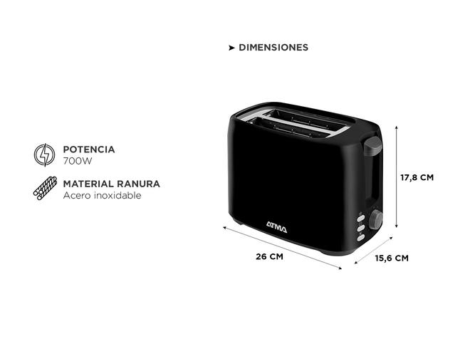 Tostadora Atma TO20BP Multifuncion Essential Black - 4
