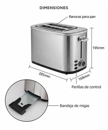 Tostadora Eléctrica Cuk By Gadnic 800W Acero Inoxidable Bandeja Migas - 5