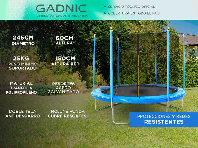 Cama Elástica Gadnic T8FT 245 mts con Red de Seguridad Reforzada  - 1