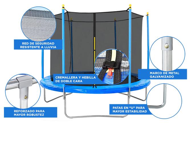 Cama Elástica Gadnic T8FT 245 mts con Red de Seguridad Reforzada  - 3