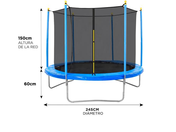 Cama Elástica Gadnic T8FT 245 mts con Red de Seguridad Reforzada  - 5