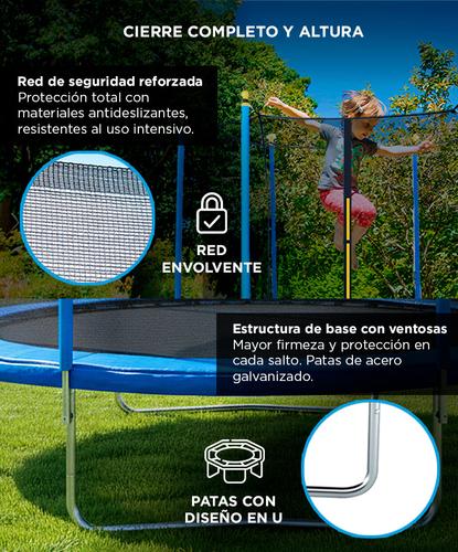Cama Elástica Gadnic T8FT 2,45 mts con Red de Seguridad Reforzada  - 2