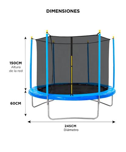 Cama Elástica Gadnic T8FT 2,45 mts con Red de Seguridad Reforzada  - 5