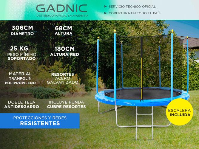 Cama Elástica Gadnic T10FT 306 mts con Red de Seguridad Reforzada  - 1