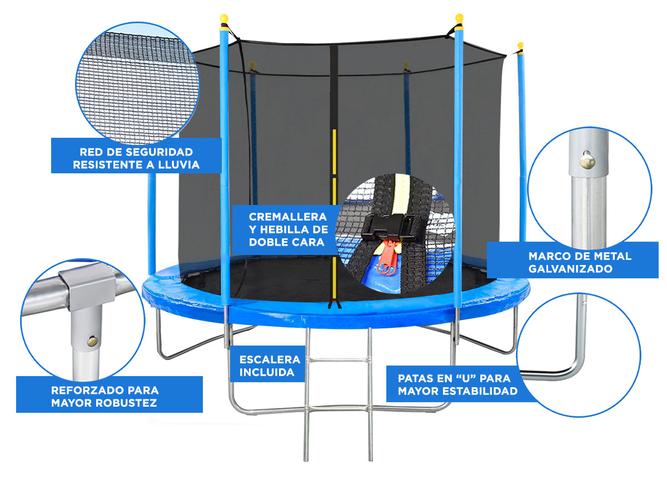 Cama Elástica Gadnic T10FT 306 mts con Red de Seguridad Reforzada  - 3