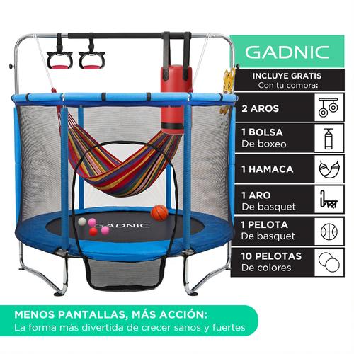 Cama Elastica Gadnic 1.4m Con Red Seguridad Juegos Incluidos Estructura Galvanizada Hasta 100kg Interior - 0