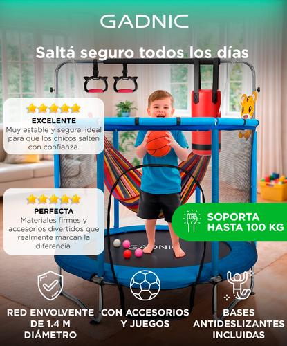 Cama Elastica Gadnic 1.4m Con Red Seguridad Juegos Incluidos Estructura Galvanizada Hasta 100kg Interior - 1