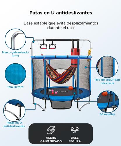 Cama Elastica Gadnic 1.4m Con Red Seguridad Juegos Incluidos Estructura Galvanizada Hasta 100kg Interior - 3