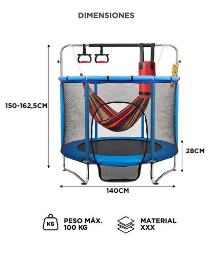 Cama Elastica Gadnic 1.4m Con Red Seguridad Juegos Incluidos Estructura Galvanizada Hasta 100kg Interior - 5
