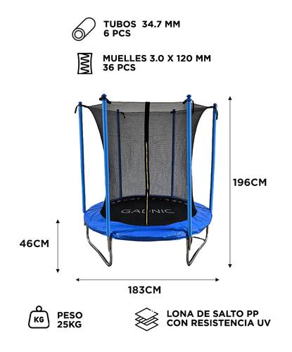 Cama Elástica Gadnic 183 mts con Red de Seguridad - 5