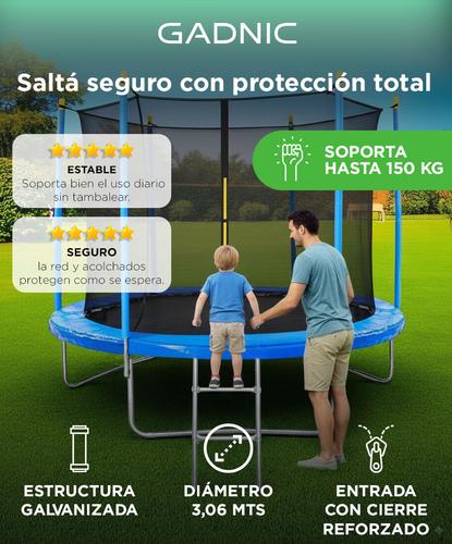 Cama Elástica Gadnic 304 mts Con Red de Seguridad Reforzada - 1