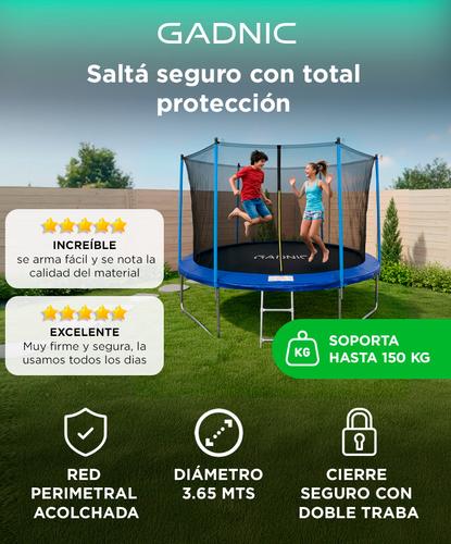 Cama Elástica Gadnic 365cm 12 ft Con Red de Seguridad Y Escalera - 1