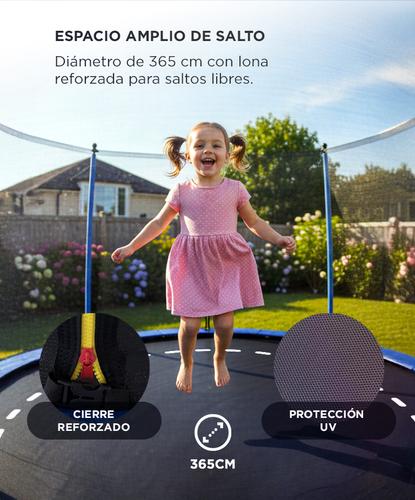 Cama Elástica Gadnic 3.65mts 12 ft Con Red de Seguridad Y Escalera - 3