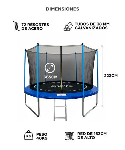 Cama Elástica Gadnic 365cm 12 ft Con Red de Seguridad Y Escalera - 5
