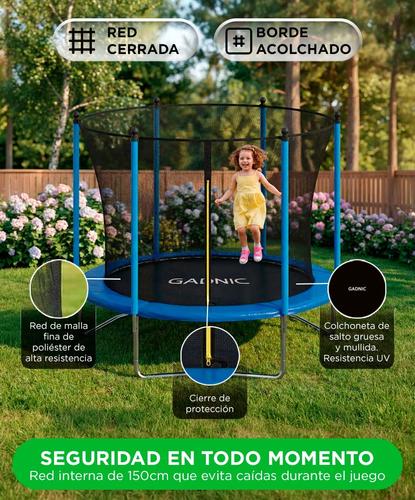 Cama Elástica Gadnic 2.44 mts 8 ft para niños Con Red De Protección - 2