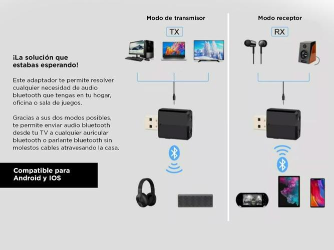 Transmisor Bluetooth Adaptador USB 3 en 1 Emisor -Receptor Bluetooth 5.0 - 2
