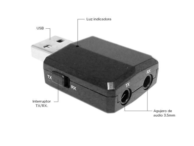  Transmisor Bluetooth Adaptador USB 3 en 1 Emisor -Receptor Bluetooth 5.0 - 5