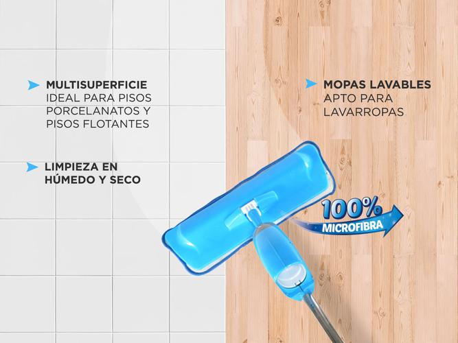 Mopa Gadnic Spray Mope Trapeador Microfibra con Rociador 3 Paños Lavables - 3