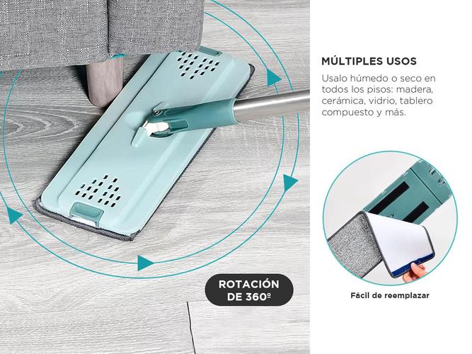 Mopa Gadnic F-MOP Trapeador Plano De Microfibra Con Balde Escurridor Incluye 2 Paños - 2