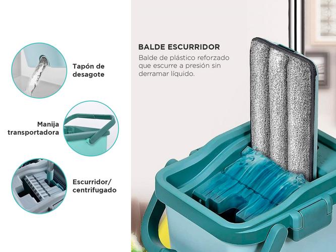 Mopa Gadnic F-MOP Trapeador Plano De Microfibra Con Balde Escurridor Incluye 2 Paños - 3