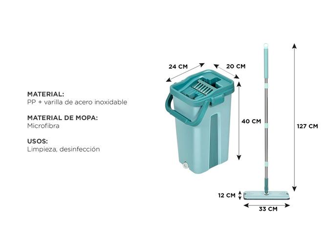 Mopa Gadnic F-MOP Trapeador Plano De Microfibra Con Balde Escurridor Incluye 2 Paños - 4