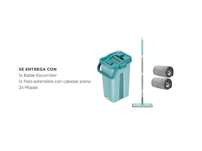 Mopa Gadnic F-MOP Trapeador Plano De Microfibra Con Balde Escurridor Incluye 2 Paños - 5