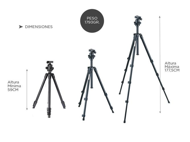 Trípode para Cámara Profesional Gadnic 1,8 M Fotografia - 5
