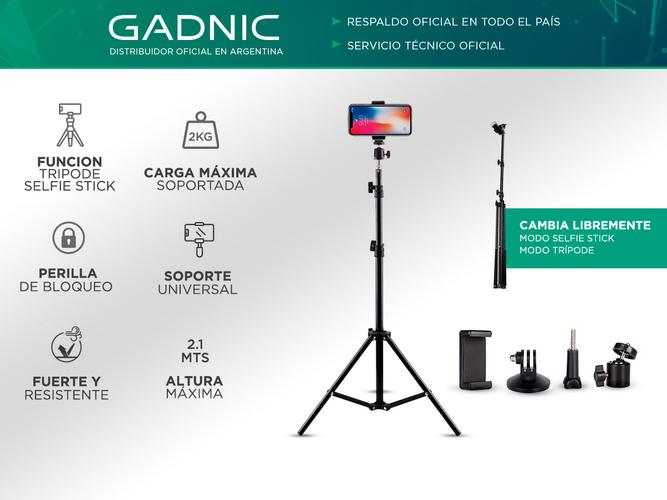 Tripode Profesional Gadnic 2,1 mts c/ Soportes para Celulares, Camaras y Fotografia - 1