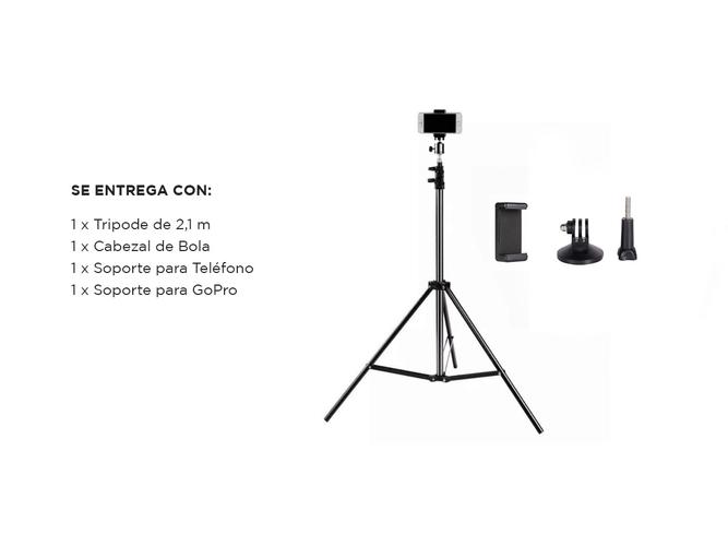 Tripode Profesional Gadnic 2,1 mts c/ Soportes para Celulares, Camaras y Fotografia - 5