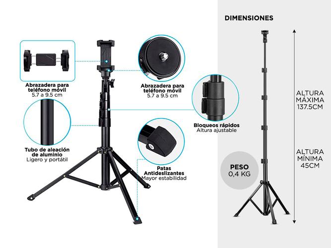Trípode Extensible Gadnic DAA214 Con Control Remoto Bluetooth - 4