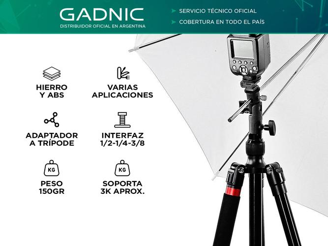 Rotula Bloque Flash Gadnic Adaptador A Trípode - 1
