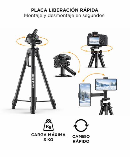 Trípode Gadnic Profesional de Aluminio Regulable 064 a 170mts Hasta 3kg - 3