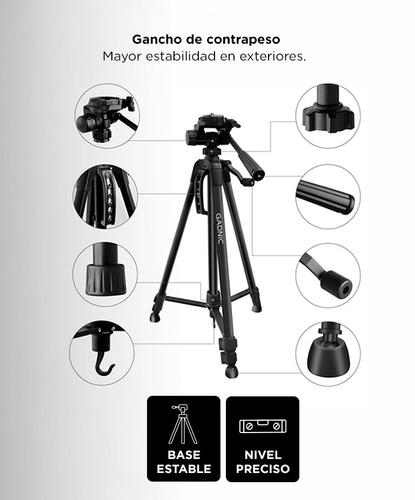Trípode Gadnic Profesional de Aluminio Regulable 064 a 170mts Hasta 3kg - 4
